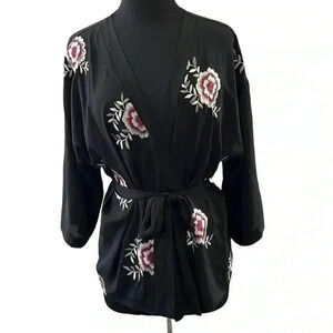 Primark Boho Open Front Belted Floral Kimono Size L